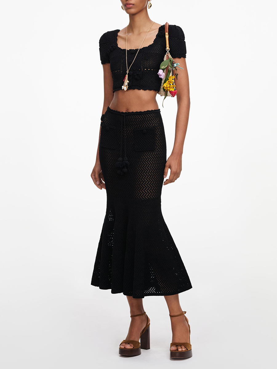 Комплект VGH: черный вязаный к – обзор и цена Crop Top Crochet
